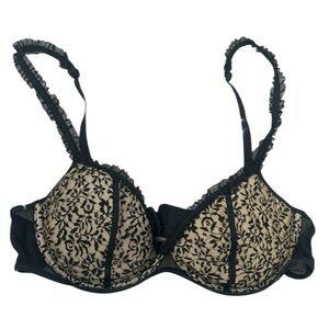 Wolford Elegant Black Lace Bra Sz 36B
